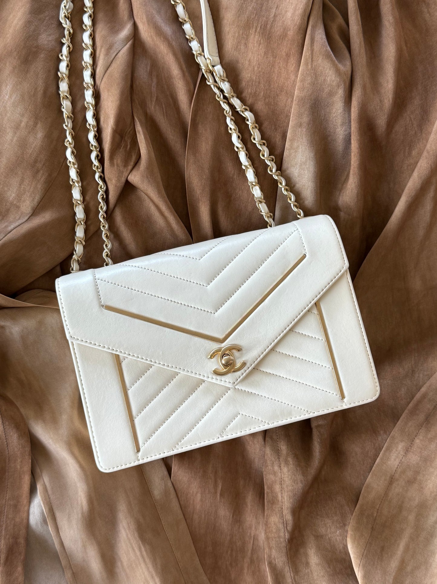 Chanel Chevron White GHW