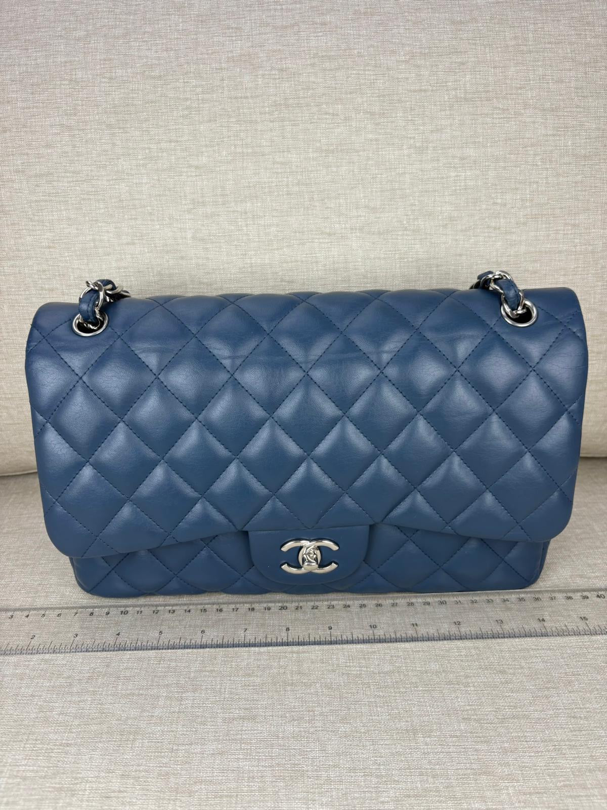 Chanel Jumbo Blue Lambskin Double Flap