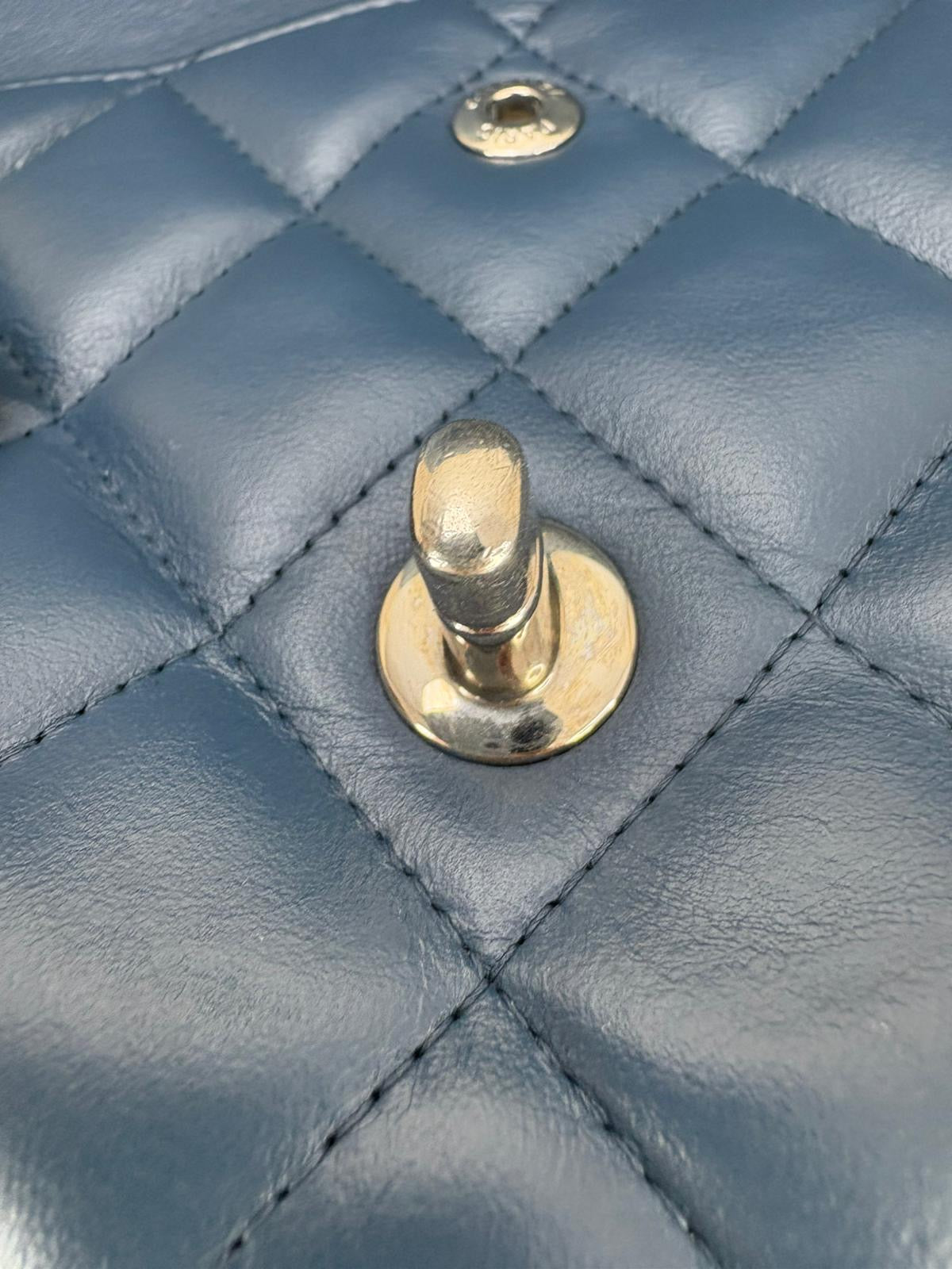 Chanel Jumbo Blue Lambskin Double Flap