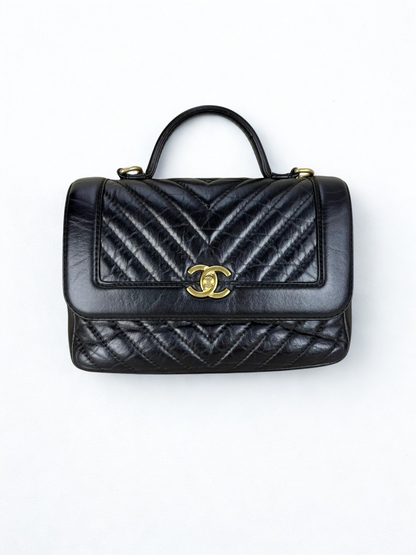 Chanel Top Handle Chevron GHW