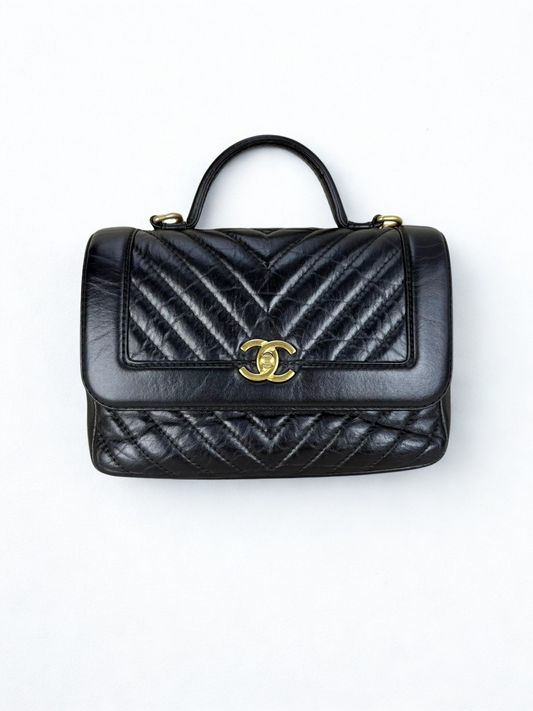 Chanel Top Handle Chevron GHW