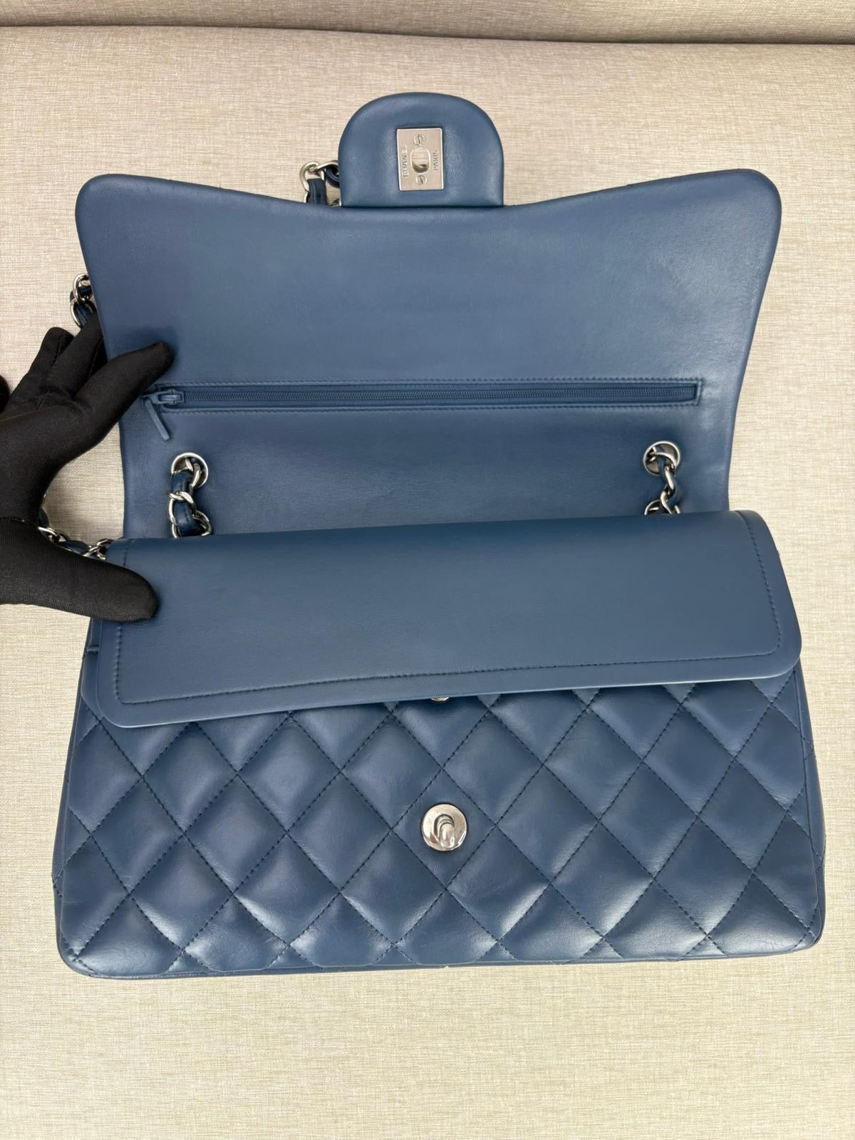 Chanel Jumbo Blue Lambskin Double Flap