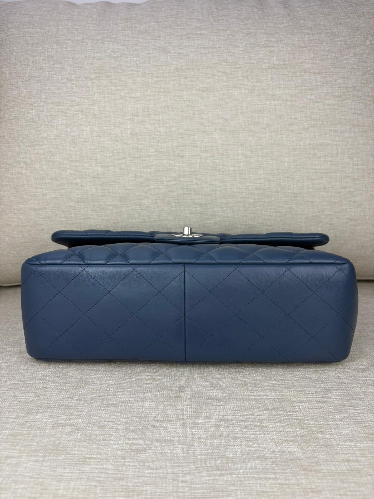 Chanel Jumbo Blue Lambskin Double Flap