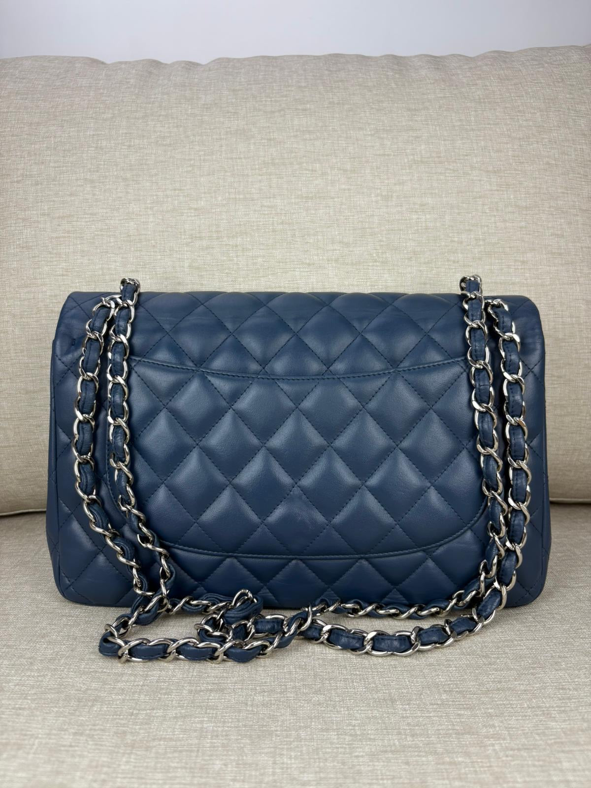 Chanel Jumbo Blue Lambskin Double Flap