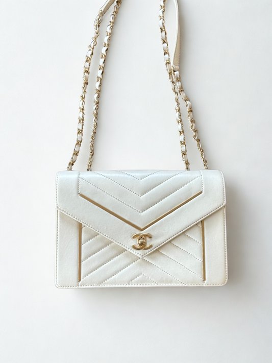 Chanel Chevron White GHW
