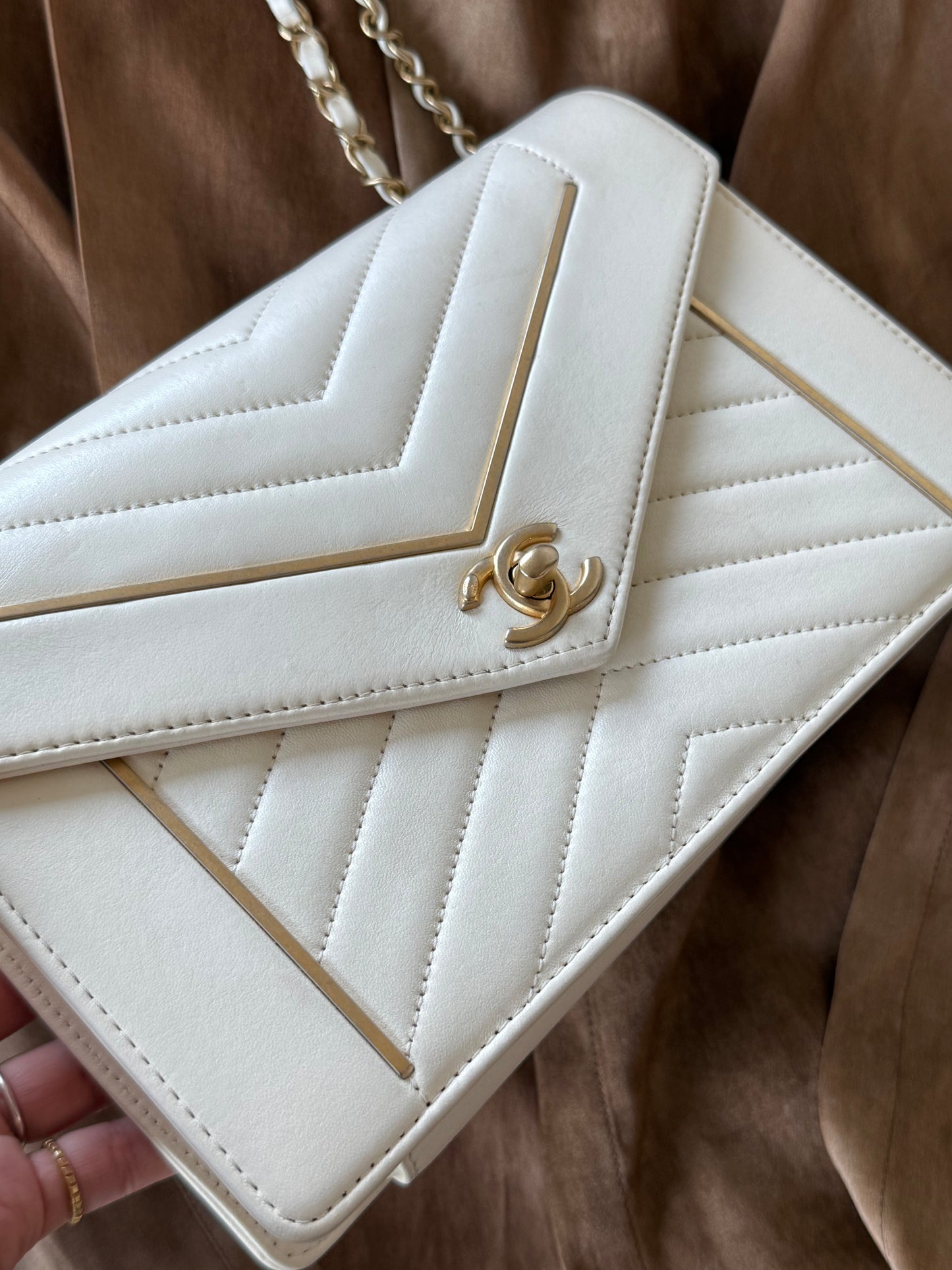 Chanel Chevron White GHW