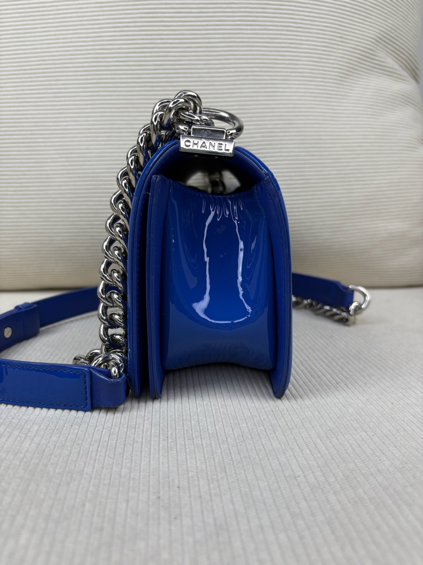 Chanel Boy Bag Small Patent Blue