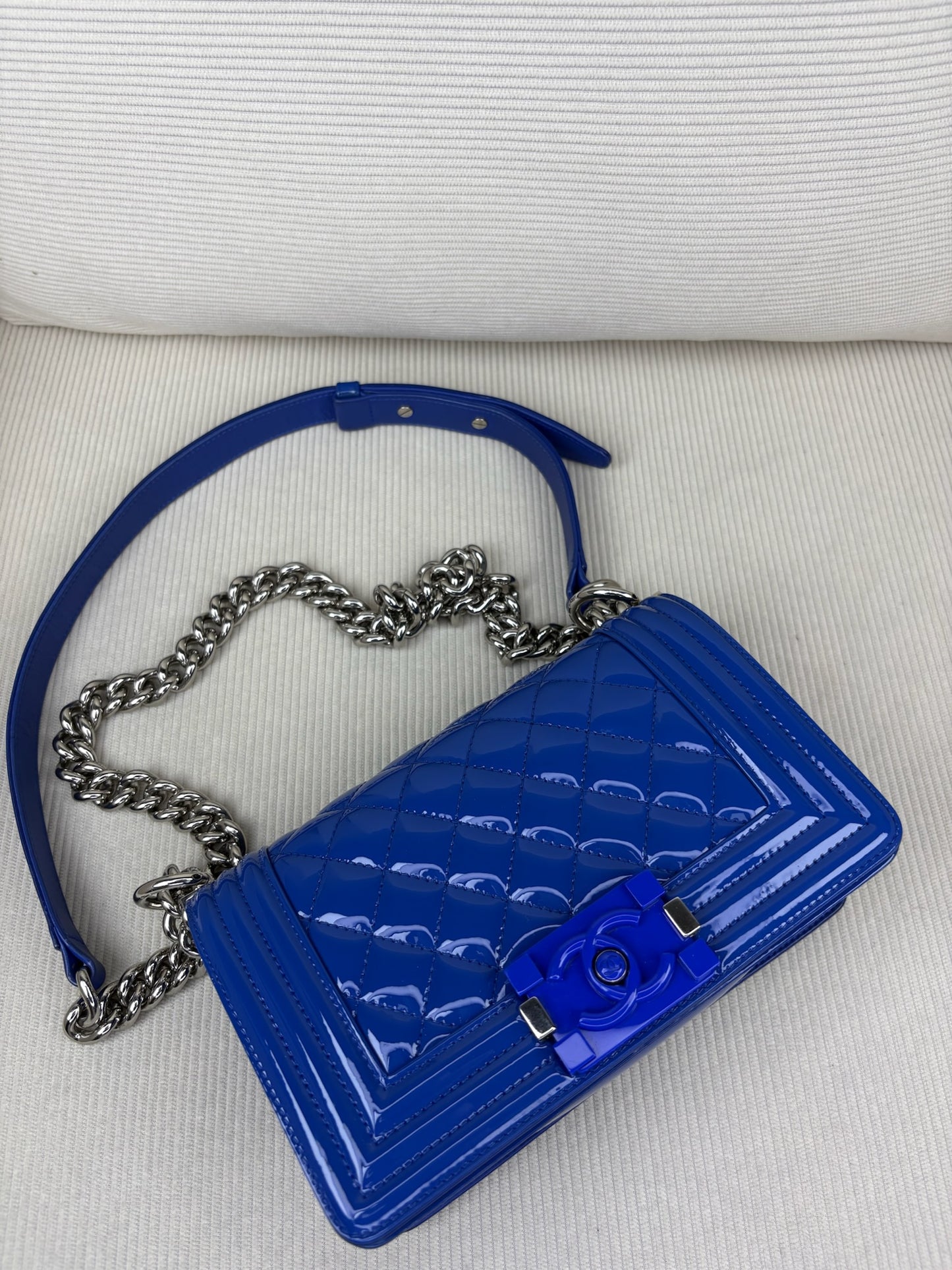 Chanel Boy Bag Small Patent Blue