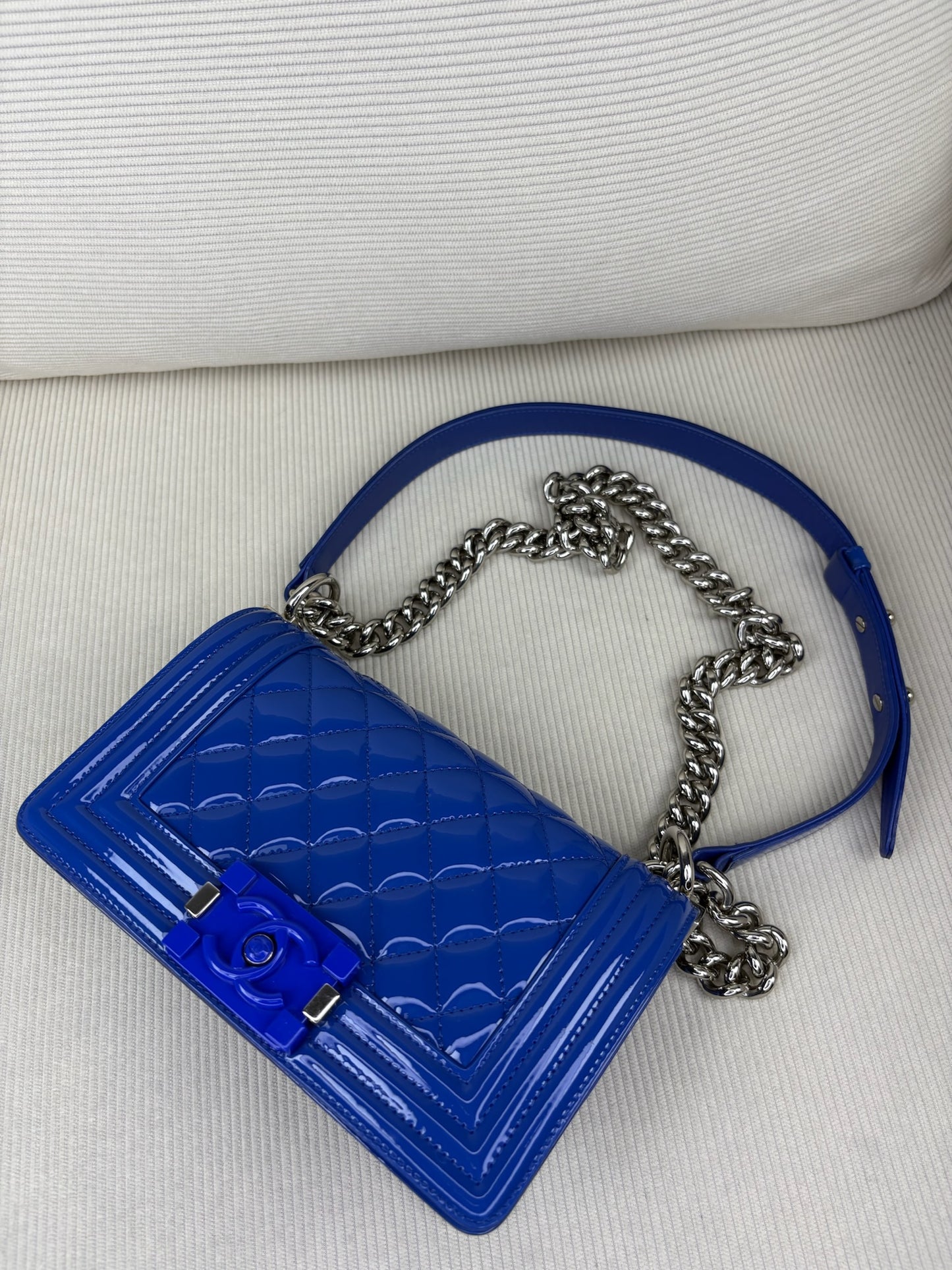 Chanel Boy Bag Small Patent Blue