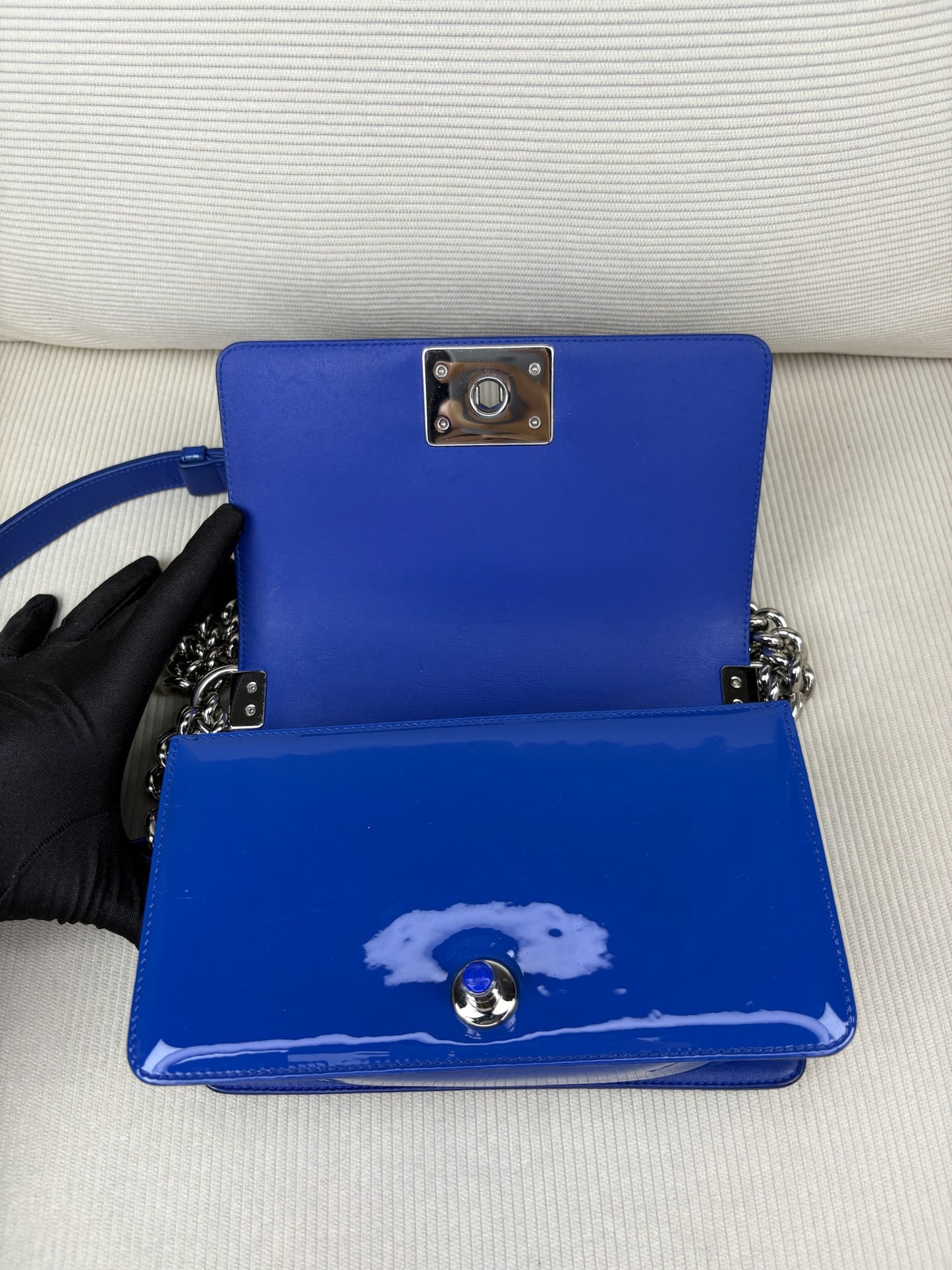 Chanel Boy Bag Small Patent Blue