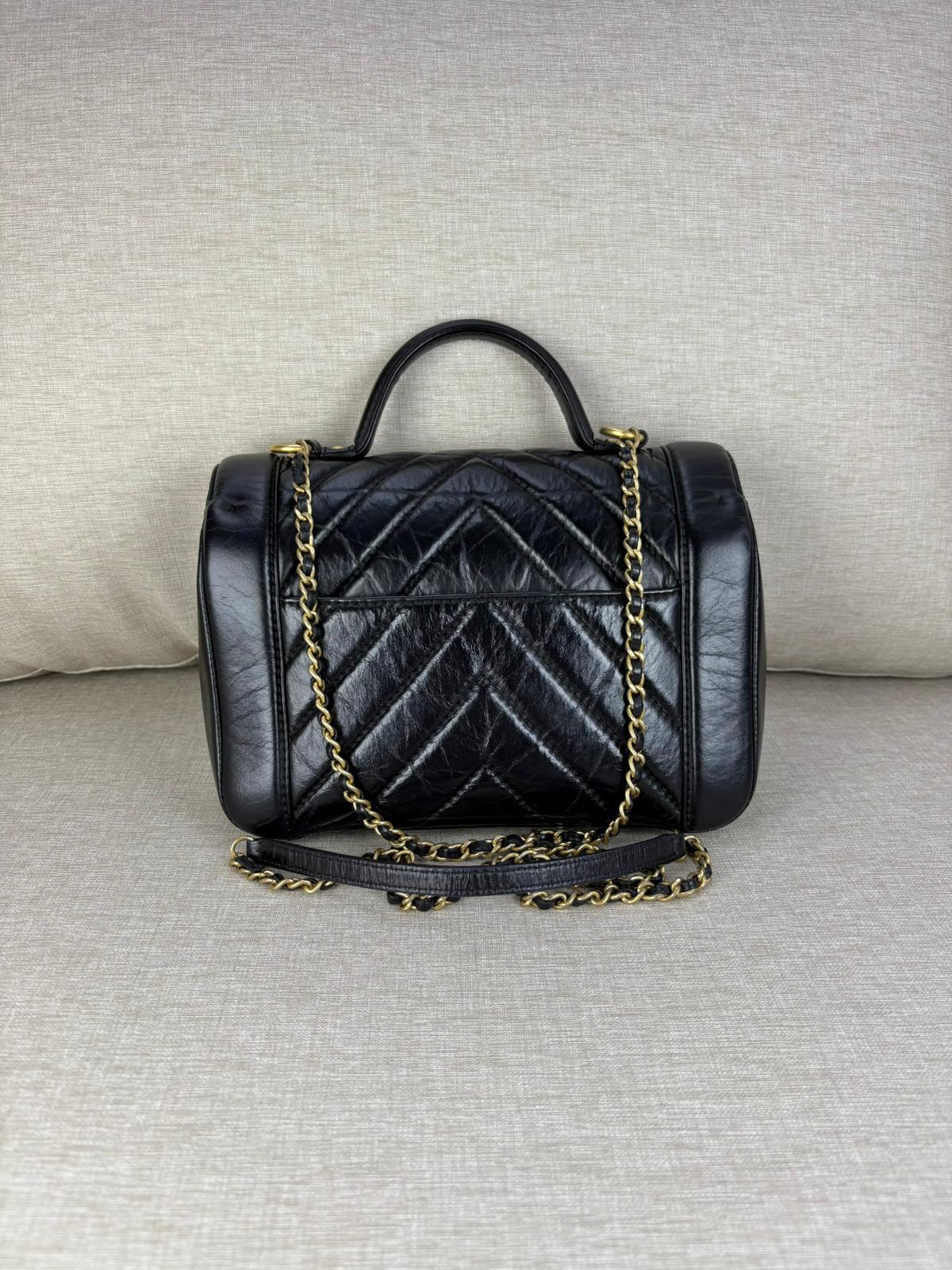 Chanel Top Handle Chevron GHW