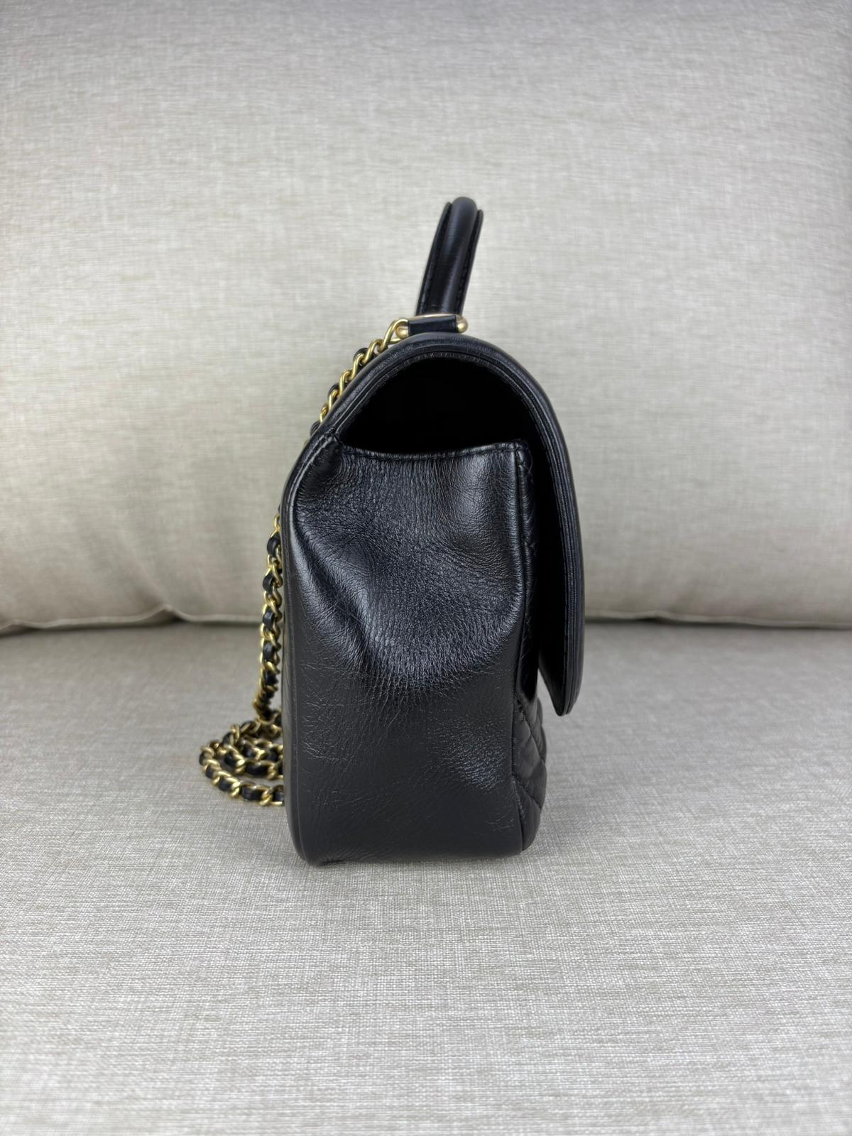 Chanel Top Handle Chevron GHW