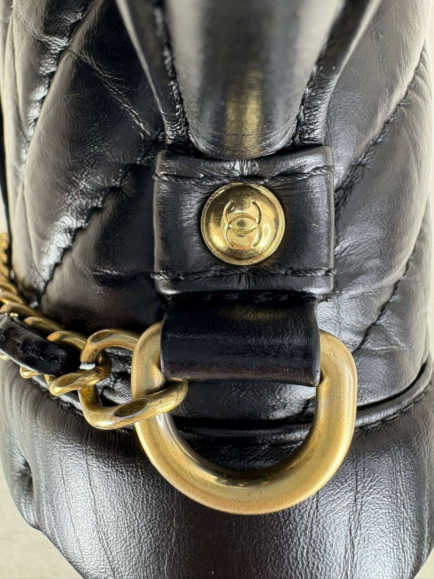 Chanel Top Handle Chevron GHW
