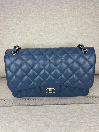 Chanel Jumbo Blue Lambskin Double Flap