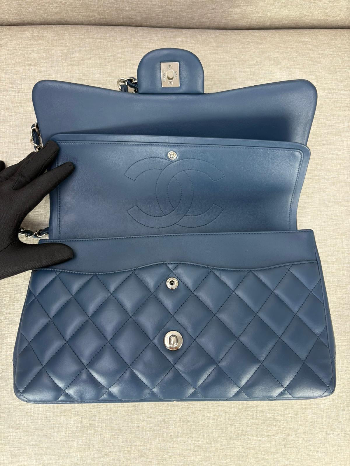 Chanel Jumbo Blue Lambskin Double Flap
